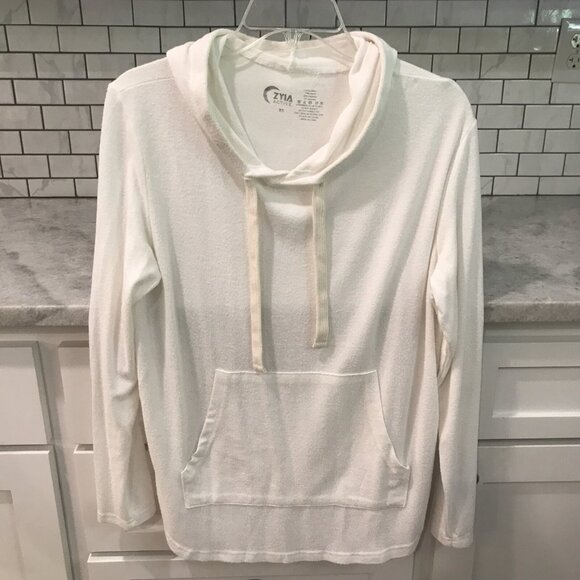ZYIA Tops - Zyia Hoodie Top Womens XS Off White Ivory Beachy Bohemian Summer Hippie Pullover